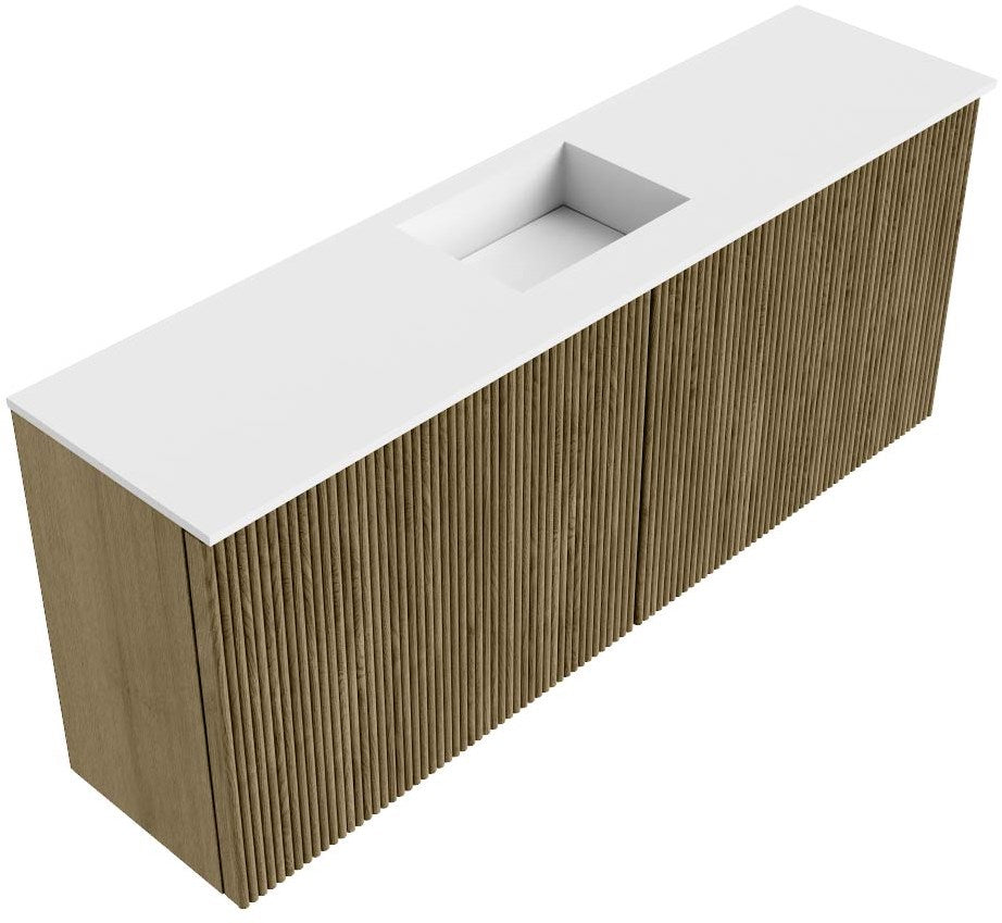 JOYA 100cm toiletmeubel kleur Dusk. Wastafel FAYE positie Midden 1 kraangat kleur Talc.