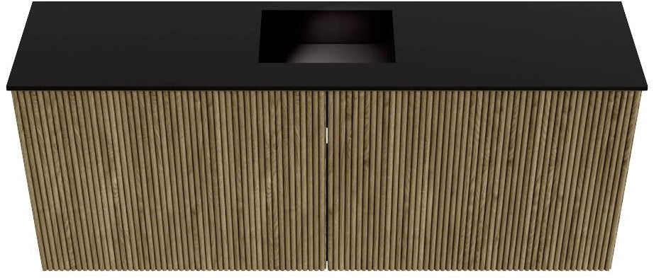 JOYA 100cm toiletmeubel kleur Dusk. Wastafel FAYE positie Midden 1 kraangat kleur Urban.