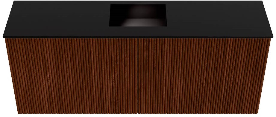 JOYA 100cm toiletmeubel kleur Ruby. Wastafel FAYE positie Midden 1 kraangat kleur Urban.