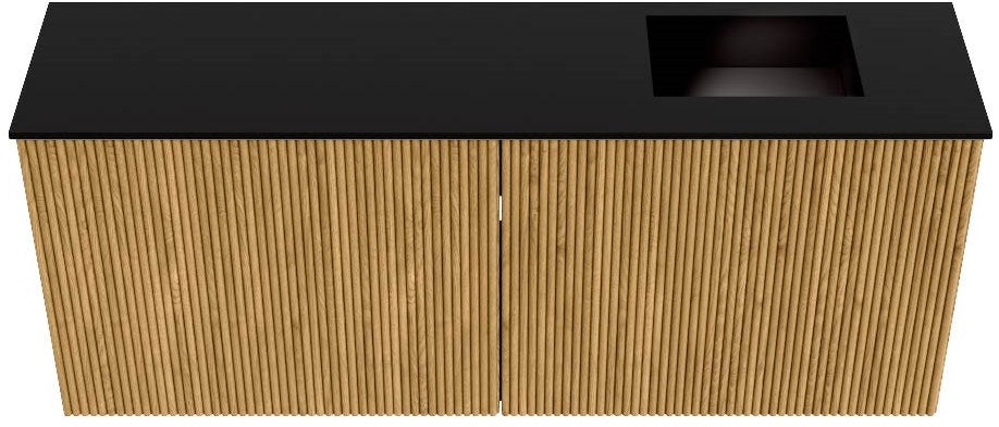 JOYA 100cm toiletmeubel kleur Oak. Wastafel FAYE positie Rechts Zonder kraangat kleur Urban.