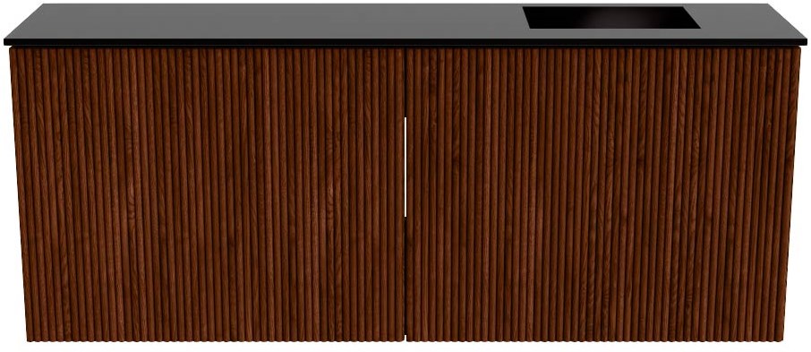 JOYA 100cm toiletmeubel kleur Ruby. Wastafel FAYE positie Rechts Zonder kraangat kleur Urban.
