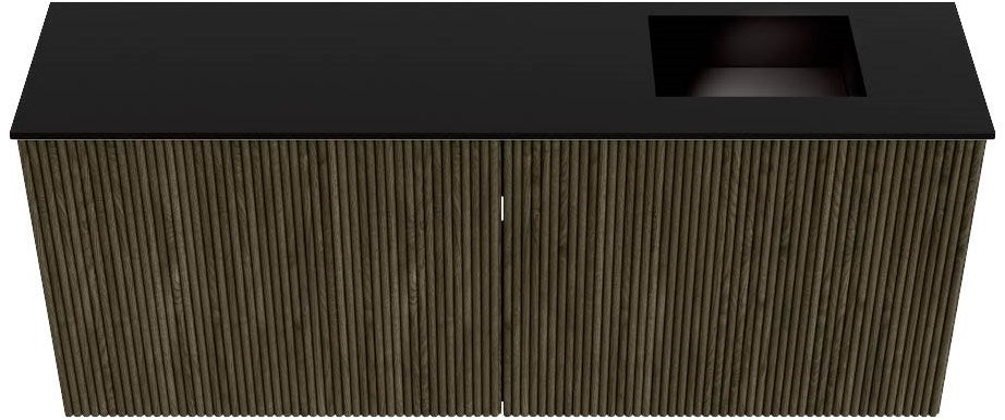 JOYA 100cm toiletmeubel kleur Shadow. Wastafel FAYE positie Rechts Zonder kraangat kleur Urban.