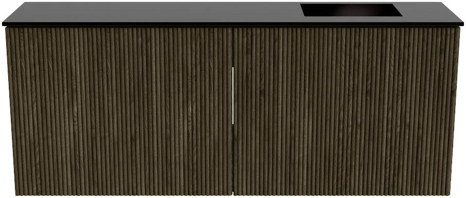JOYA 100cm toiletmeubel kleur Shadow. Wastafel FAYE positie Rechts Zonder kraangat kleur Urban.