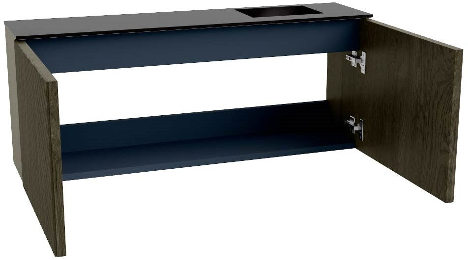 JOYA 100cm toiletmeubel kleur Shadow. Wastafel FAYE positie Rechts Zonder kraangat kleur Urban.