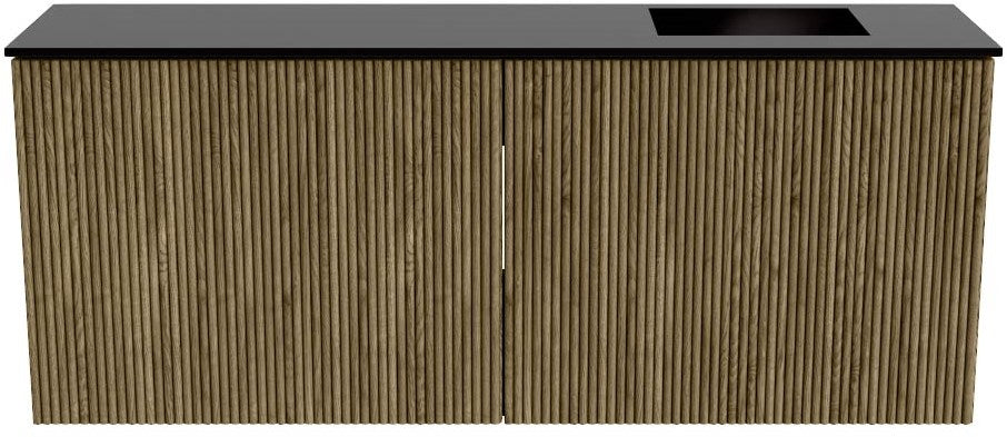 JOYA 100cm toiletmeubel kleur Dusk. Wastafel FAYE positie Rechts 1 kraangat kleur Urban.