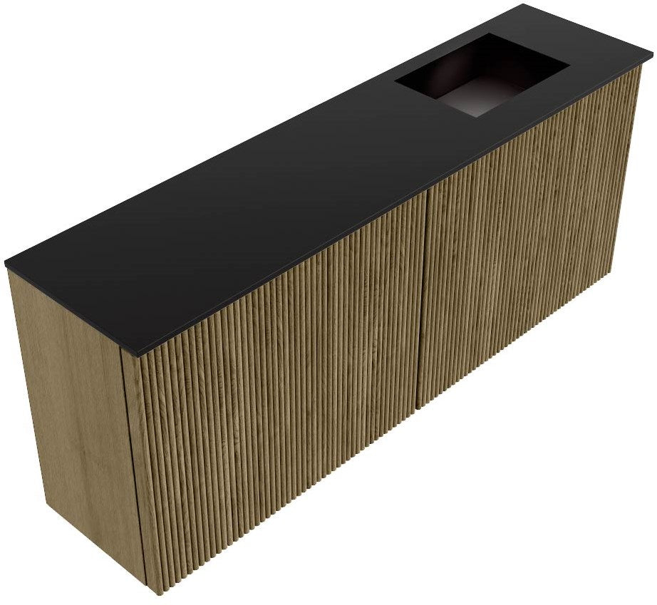 JOYA 100cm toiletmeubel kleur Dusk. Wastafel FAYE positie Rechts 1 kraangat kleur Urban.