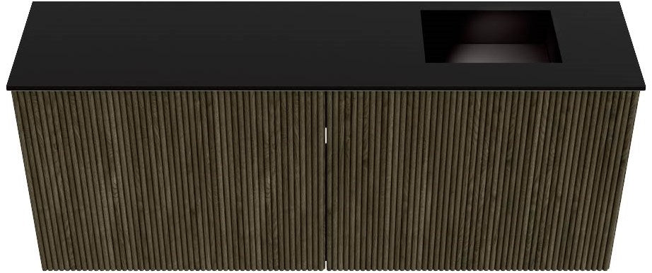 JOYA 100cm toiletmeubel kleur Shadow. Wastafel FAYE positie Rechts 1 kraangat kleur Urban.