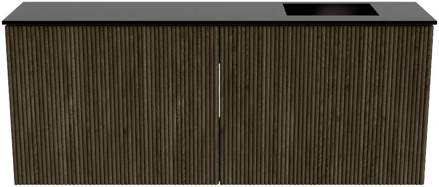 JOYA 100cm toiletmeubel kleur Shadow. Wastafel FAYE positie Rechts 1 kraangat kleur Urban.