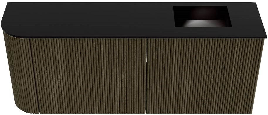 JOYA 101,6cm toiletmeubel ronding links kleur Shadow. Wastafel FAYE positie Rechts Zonder kraangat kleur Urban.