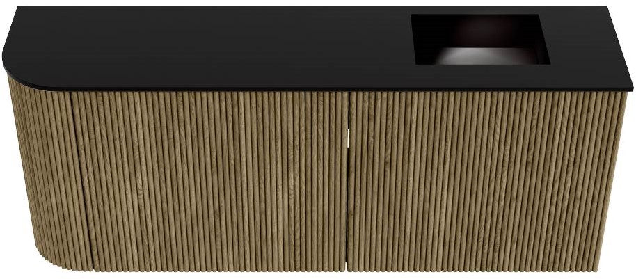 JOYA 101,6cm toiletmeubel ronding links kleur Dusk. Wastafel FAYE positie Rechts 1 kraangat kleur Urban.
