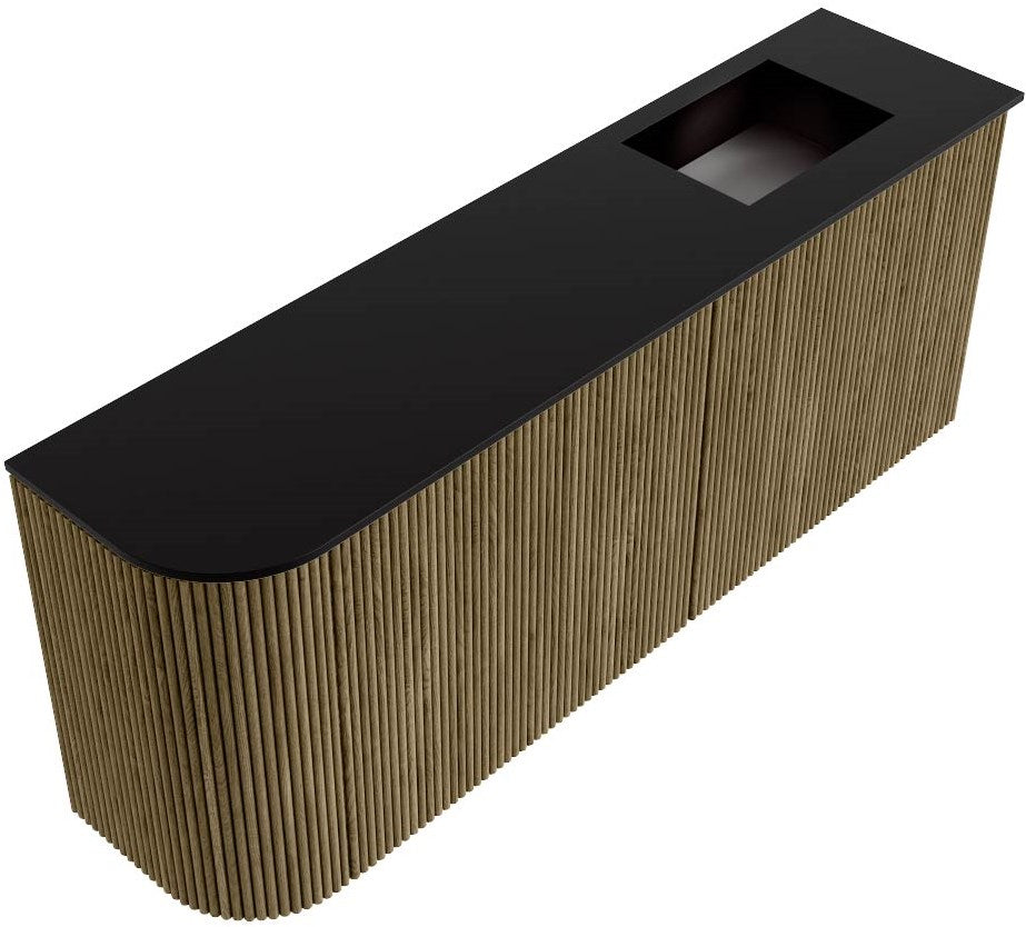 JOYA 101,6cm toiletmeubel ronding links kleur Dusk. Wastafel FAYE positie Rechts 1 kraangat kleur Urban.