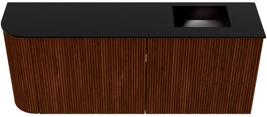 JOYA 101,6cm toiletmeubel ronding links kleur Ruby. Wastafel FAYE positie Rechts 1 kraangat kleur Urban.