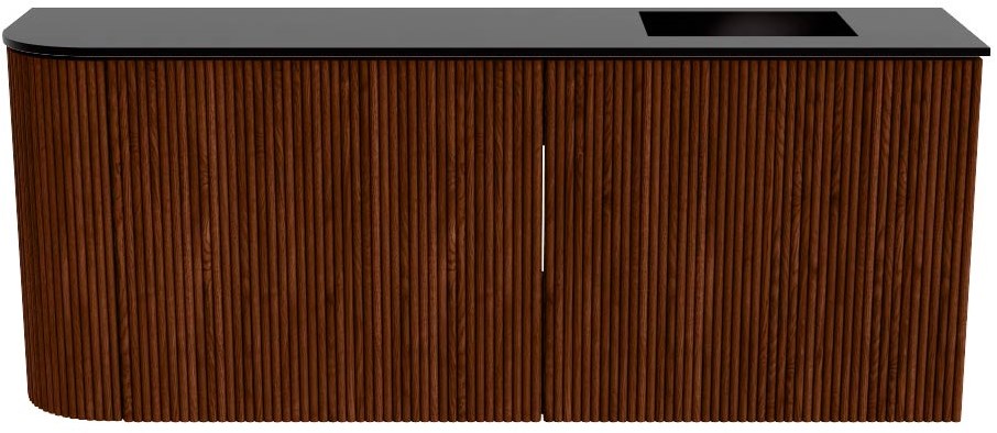 JOYA 101,6cm toiletmeubel ronding links kleur Ruby. Wastafel FAYE positie Rechts 1 kraangat kleur Urban.