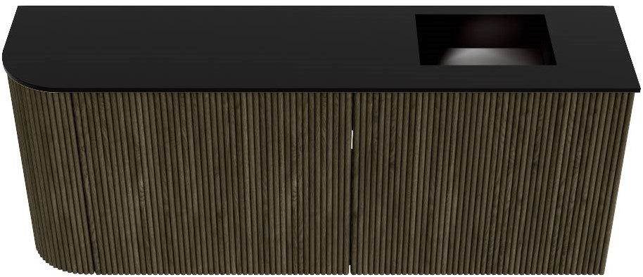JOYA 101,6cm toiletmeubel ronding links kleur Shadow. Wastafel FAYE positie Rechts 1 kraangat kleur Urban.