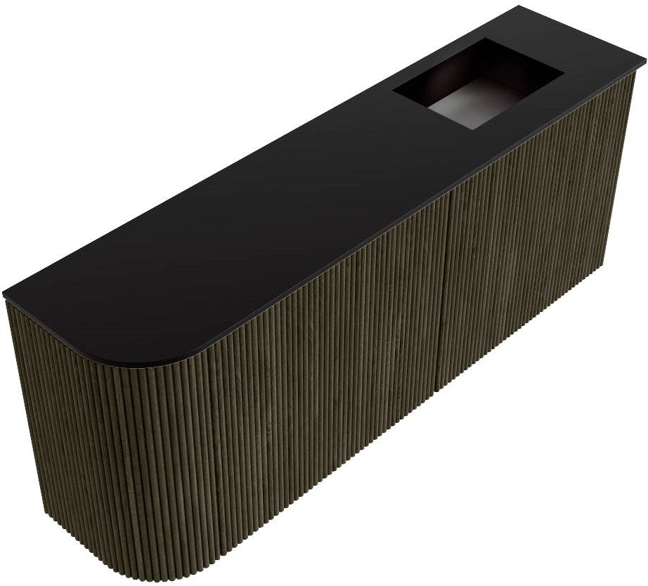 JOYA 101,6cm toiletmeubel ronding links kleur Shadow. Wastafel FAYE positie Rechts 1 kraangat kleur Urban.