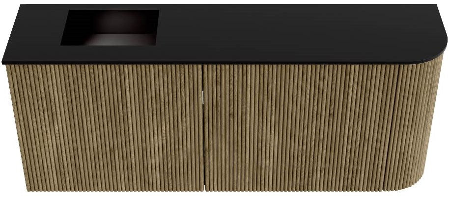 JOYA 101,6cm toiletmeubel ronding rechts kleur Dusk. Wastafel FAYE positie Links Zonder kraangat kleur Urban.