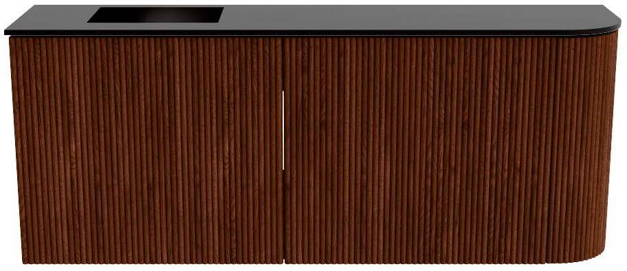 JOYA 101,6cm toiletmeubel ronding rechts kleur Ruby. Wastafel FAYE positie Links Zonder kraangat kleur Urban.