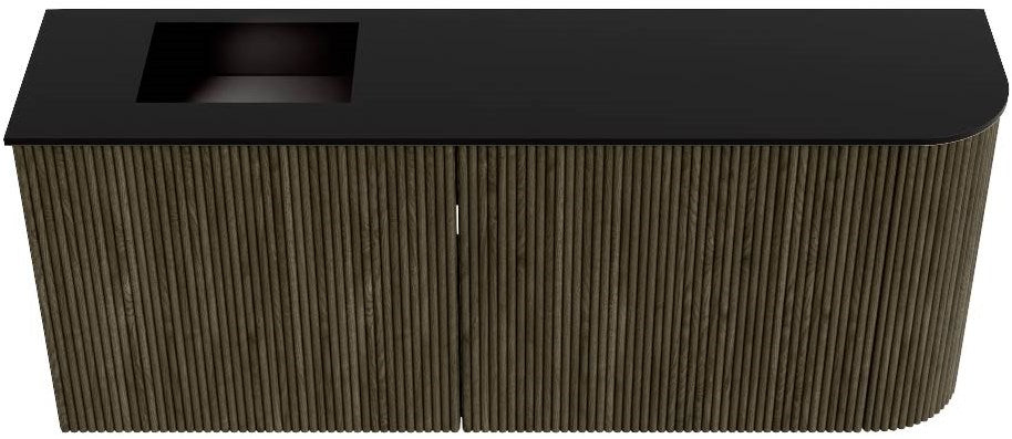 JOYA 101,6cm toiletmeubel ronding rechts kleur Shadow. Wastafel FAYE positie Links Zonder kraangat kleur Urban.