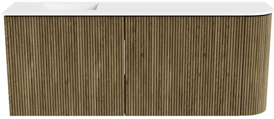 JOYA 101,6cm toiletmeubel ronding rechts kleur Dusk. Wastafel FAYE positie Links 1 kraangat kleur Talc.