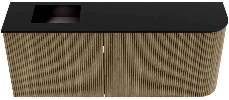 JOYA 101,6cm toiletmeubel ronding rechts kleur Dusk. Wastafel FAYE positie Links 1 kraangat kleur Urban.