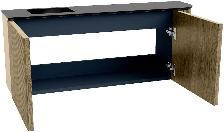 JOYA 101,6cm toiletmeubel ronding rechts kleur Dusk. Wastafel FAYE positie Links 1 kraangat kleur Urban.