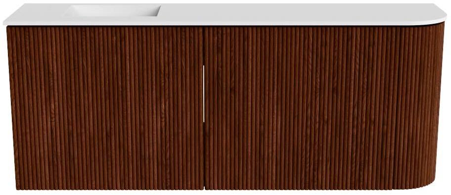 JOYA 101,6cm toiletmeubel ronding rechts kleur Ruby. Wastafel FAYE positie Links 1 kraangat kleur Talc.