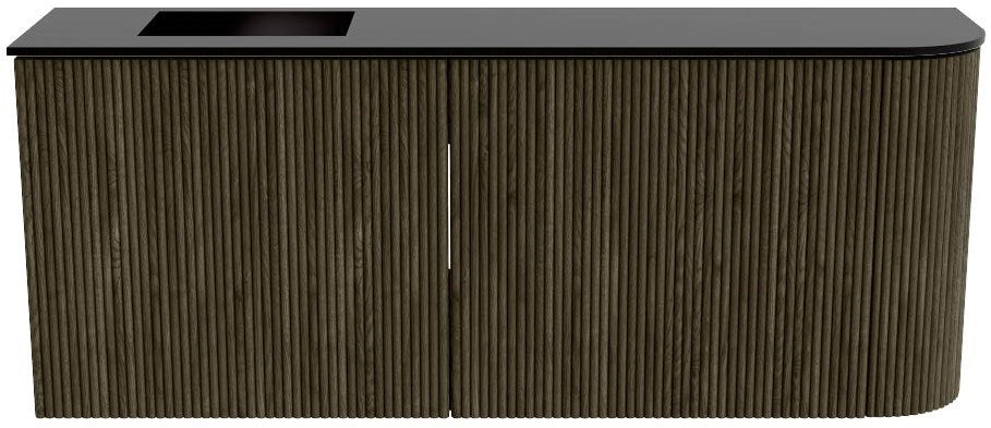 JOYA 101,6cm toiletmeubel ronding rechts kleur Shadow. Wastafel FAYE positie Links 1 kraangat kleur Urban.