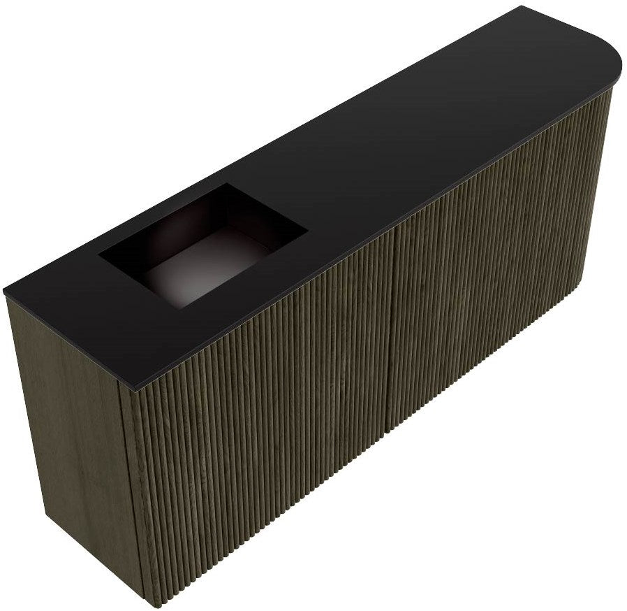 JOYA 101,6cm toiletmeubel ronding rechts kleur Shadow. Wastafel FAYE positie Links 1 kraangat kleur Urban.