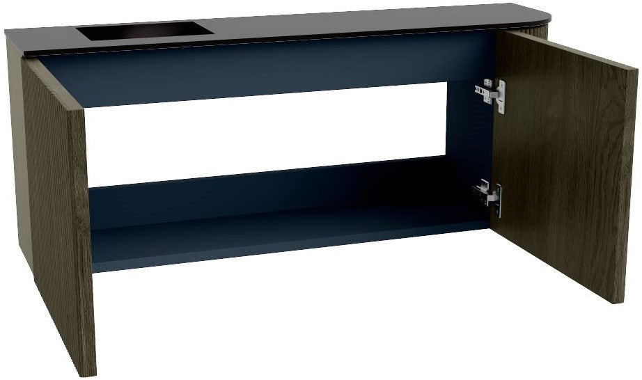 JOYA 101,6cm toiletmeubel ronding rechts kleur Shadow. Wastafel FAYE positie Links 1 kraangat kleur Urban.