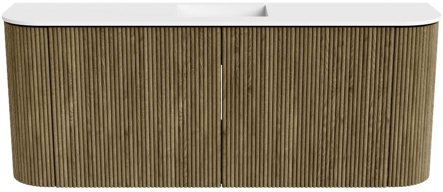 JOYA 103,2cm toiletmeubel ronding links + rechts kleur Dusk. Wastafel FAYE positie Midden Zonder kraangat kleur Talc.