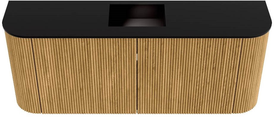 JOYA 103,2cm toiletmeubel ronding links + rechts kleur Oak. Wastafel FAYE positie Midden Zonder kraangat kleur Urban.