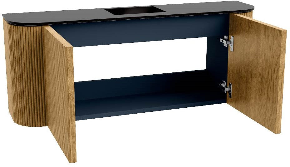 JOYA 103,2cm toiletmeubel ronding links + rechts kleur Oak. Wastafel FAYE positie Midden Zonder kraangat kleur Urban.