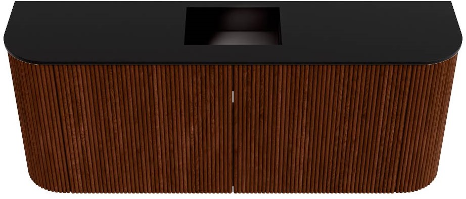 JOYA 103,2cm toiletmeubel ronding links + rechts kleur Ruby. Wastafel FAYE positie Midden Zonder kraangat kleur Urban.