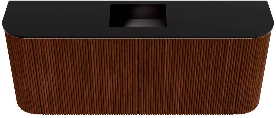 JOYA 103,2cm toiletmeubel ronding links + rechts kleur Ruby. Wastafel FAYE positie Midden 1 kraangat kleur Urban.