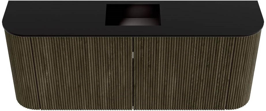 JOYA 103,2cm toiletmeubel ronding links + rechts kleur Shadow. Wastafel FAYE positie Midden 1 kraangat kleur Urban.