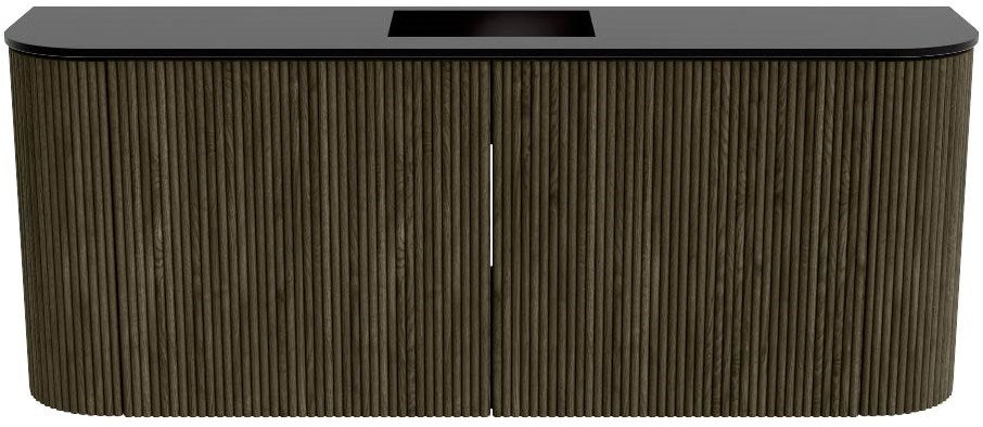 JOYA 103,2cm toiletmeubel ronding links + rechts kleur Shadow. Wastafel FAYE positie Midden 1 kraangat kleur Urban.