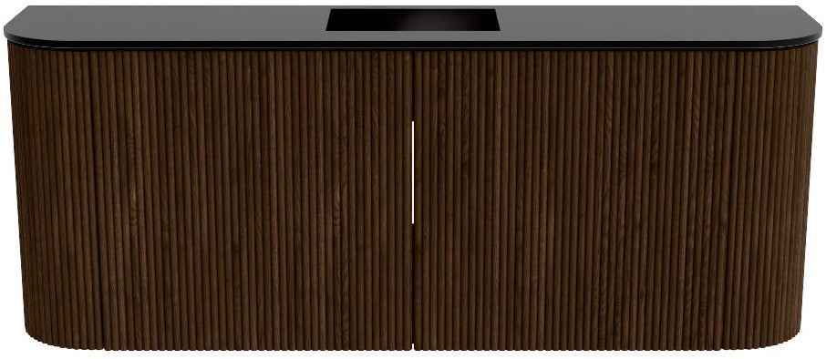 JOYA 103,2cm toiletmeubel ronding links + rechts kleur Walnut. Wastafel FAYE positie Midden 1 kraangat kleur Urban.
