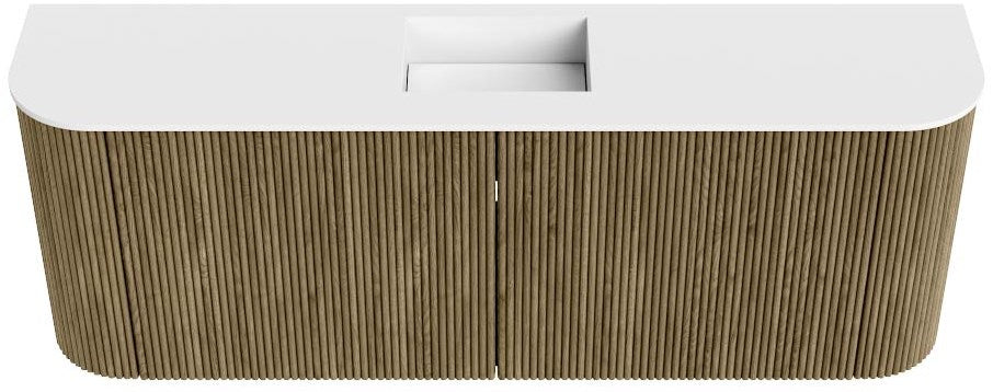 JOYA 113,2cm toiletmeubel ronding links + rechts kleur Dusk. Wastafel FAYE positie Midden Zonder kraangat kleur Talc.