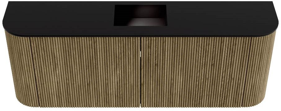 JOYA 113,2cm toiletmeubel ronding links + rechts kleur Dusk. Wastafel FAYE positie Midden Zonder kraangat kleur Urban.