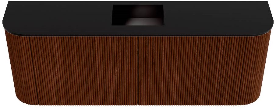 JOYA 113,2cm toiletmeubel ronding links + rechts kleur Ruby. Wastafel FAYE positie Midden Zonder kraangat kleur Urban.