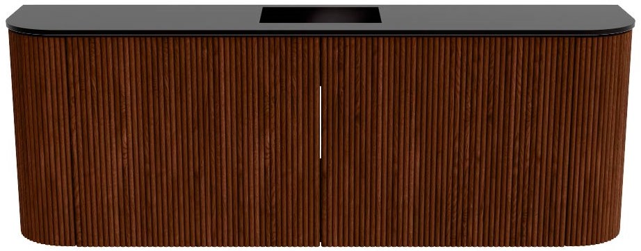 JOYA 113,2cm toiletmeubel ronding links + rechts kleur Ruby. Wastafel FAYE positie Midden Zonder kraangat kleur Urban.