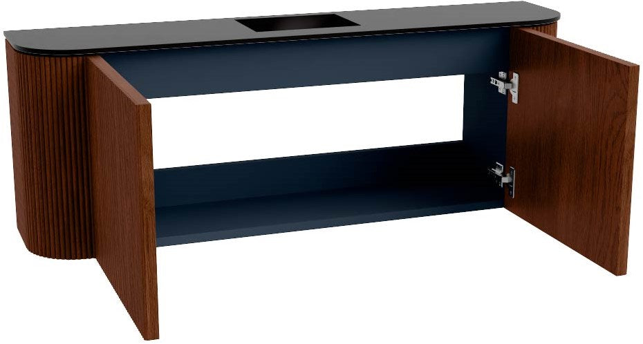 JOYA 113,2cm toiletmeubel ronding links + rechts kleur Ruby. Wastafel FAYE positie Midden Zonder kraangat kleur Urban.