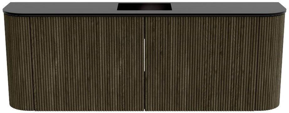 JOYA 113,2cm toiletmeubel ronding links + rechts kleur Shadow. Wastafel FAYE positie Midden Zonder kraangat kleur Urban.