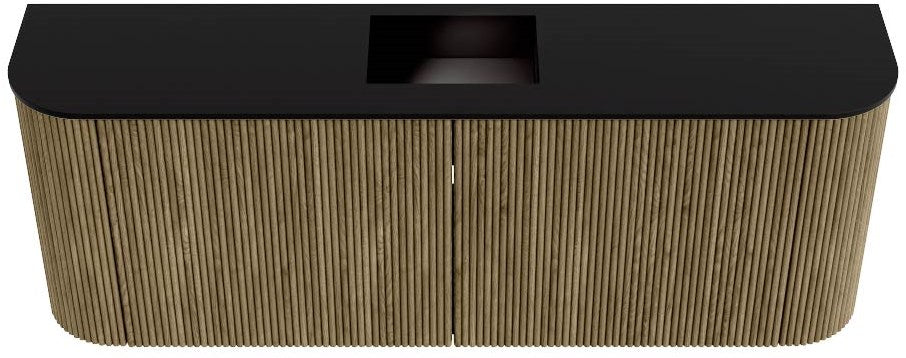 JOYA 113,2cm toiletmeubel ronding links + rechts kleur Dusk. Wastafel FAYE positie Midden 1 kraangat kleur Urban.
