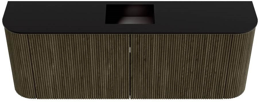 JOYA 113,2cm toiletmeubel ronding links + rechts kleur Shadow. Wastafel FAYE positie Midden 1 kraangat kleur Urban.