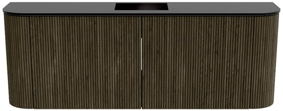 JOYA 113,2cm toiletmeubel ronding links + rechts kleur Shadow. Wastafel FAYE positie Midden 1 kraangat kleur Urban.