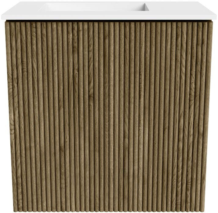 JOYA 40cm toiletmeubel kleur Dusk. Wastafel FAYE positie Links Zonder kraangat kleur Talc
