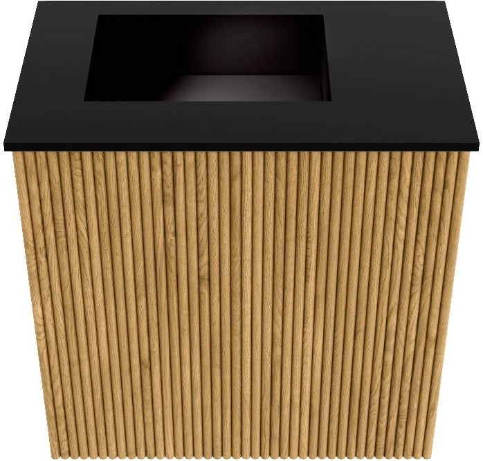 JOYA 40cm toiletmeubel kleur Oak. Wastafel FAYE positie Links Zonder kraangat kleur Urban