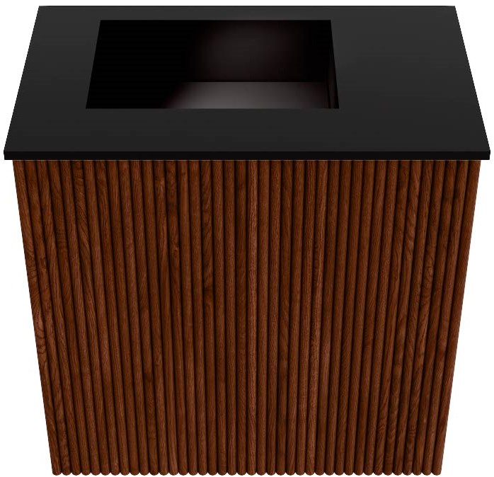 JOYA 40cm toiletmeubel kleur Ruby. Wastafel FAYE positie Links Zonder kraangat kleur Urban.