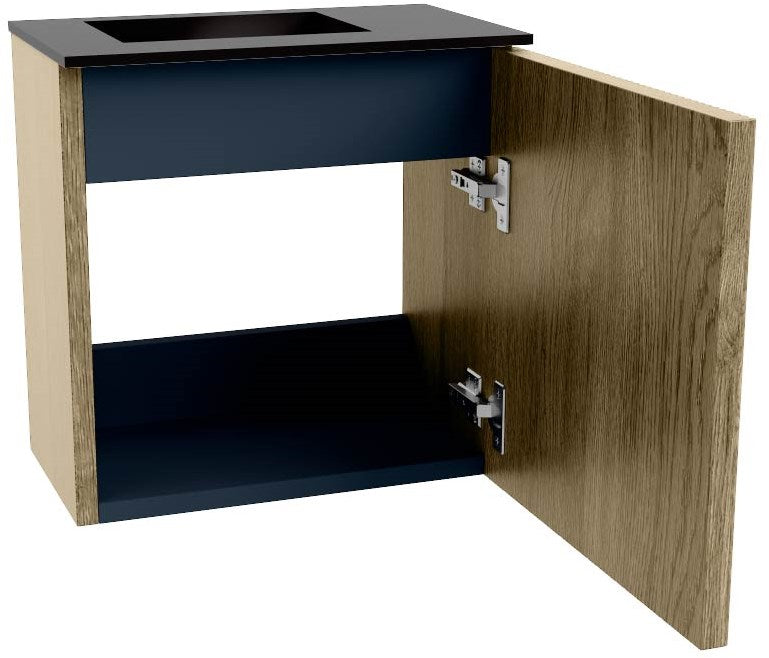 JOYA 40cm toiletmeubel kleur Dusk. Wastafel FAYE positie Links 1 kraangat kleur Urban